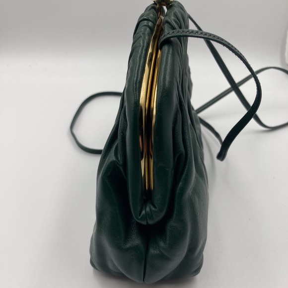 Vintage ETRA Hunter Green small shoulder/crossbody purse, all leather, Very chic - Picture 5 of 9